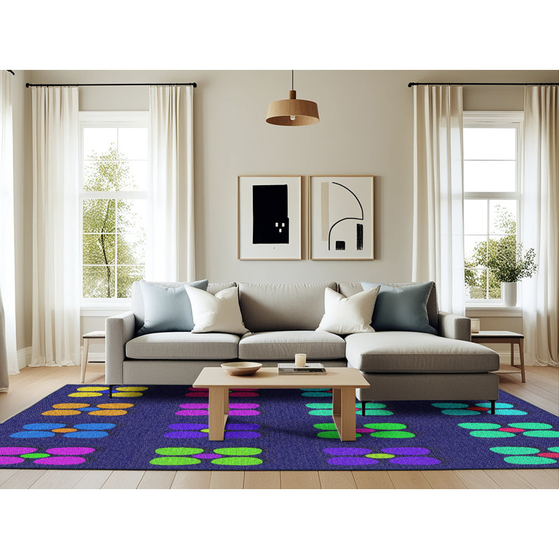 Tapis mauve/bleu à tisser électrique, Rectangle 6 pi x 9 pi