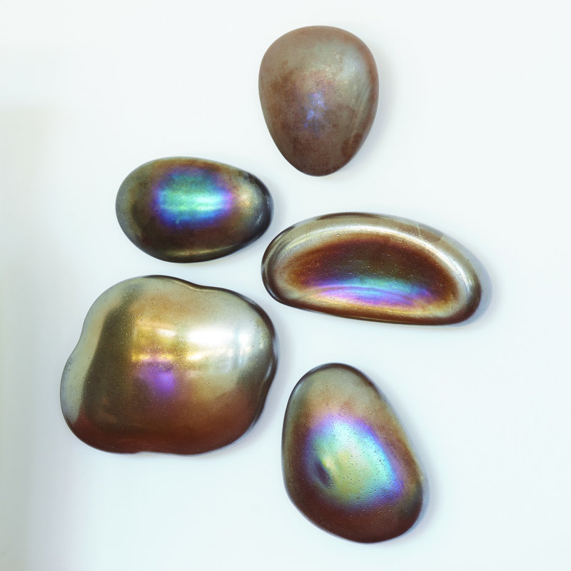 5 Piece Glass Wall Gem Set, Metallic