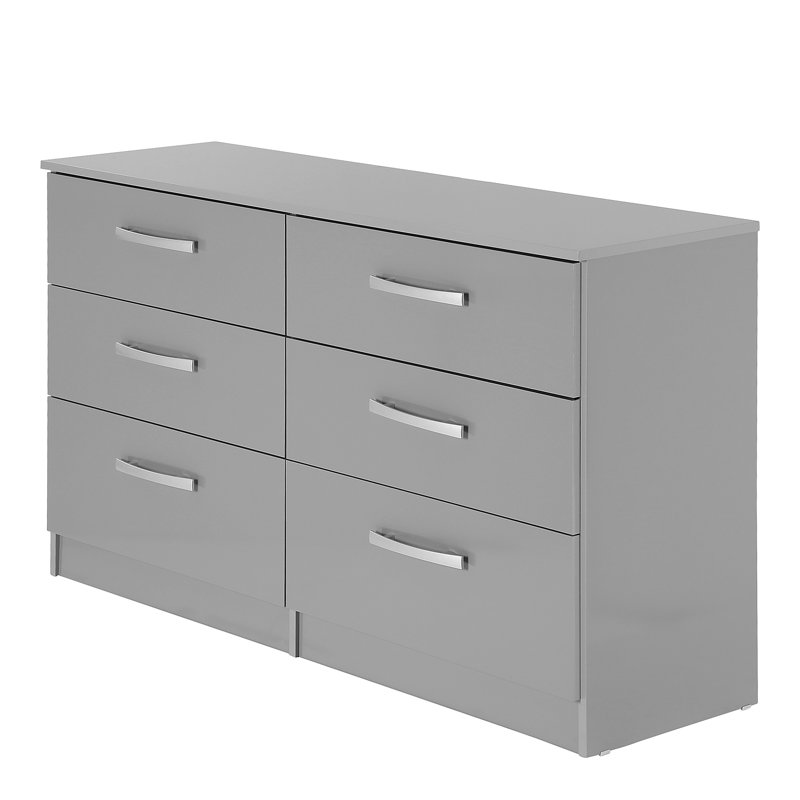 Marquitta 6 Drawer 127.5 Cm W Double Dresser, Grey
