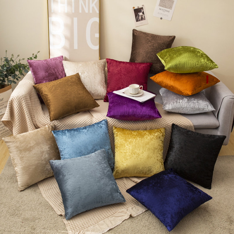 (Couvertures avec insertions) Ensemble de 2 coussins décoratifs en velours écrasé, Vert