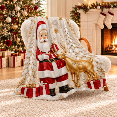 Jeté de Noël rouge en flanelle légère 50 x 60 pouces