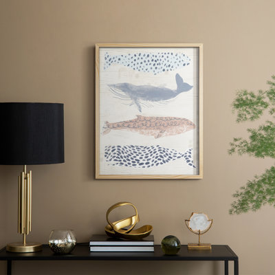 Reproduction encadrée à motif de baleine à motif II - Bois massif