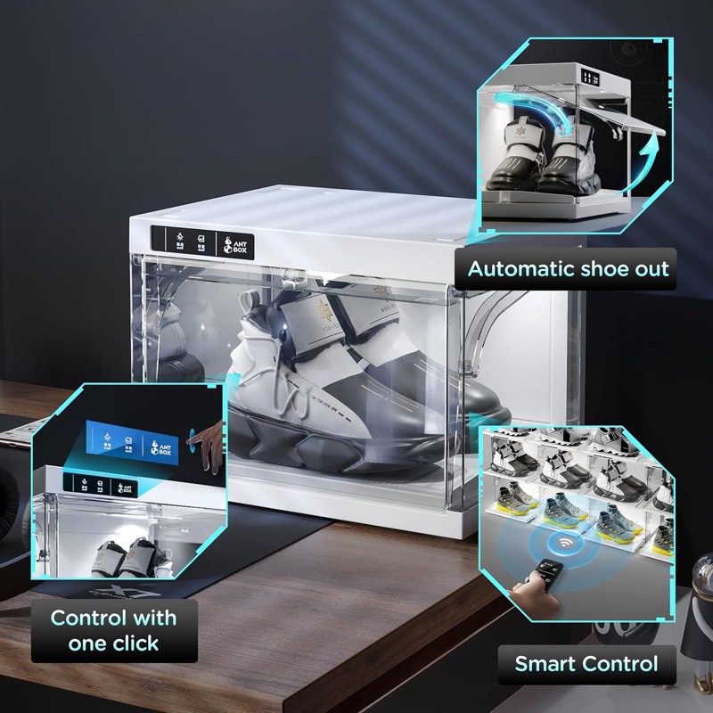 Shoe Storage Box With Smart Control Doors And LED Lights, Stackable Large Shoe Containers For Sneakers(1 Pcs)
