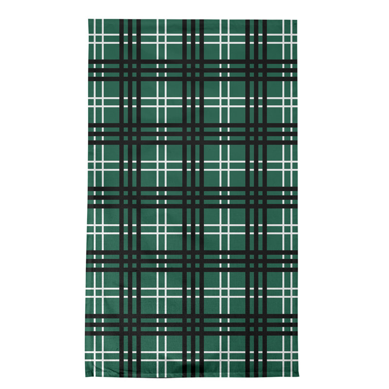 Plaid Tea Towel Kitchen Towel, Cotton Blend, Green/Black/White
