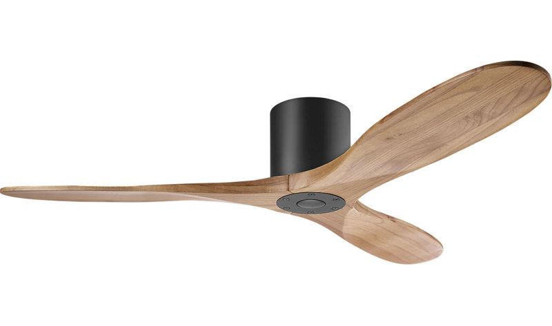 Maverick Smart Hugger Ceiling Fan, Matte Black, 52" Wide, Natural Honey