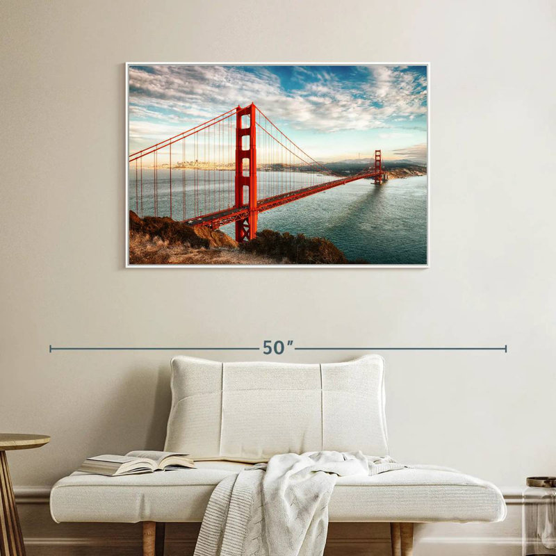 Pont rouge Golden Gate, Cadre flottant blanc, 40 po x 27 po