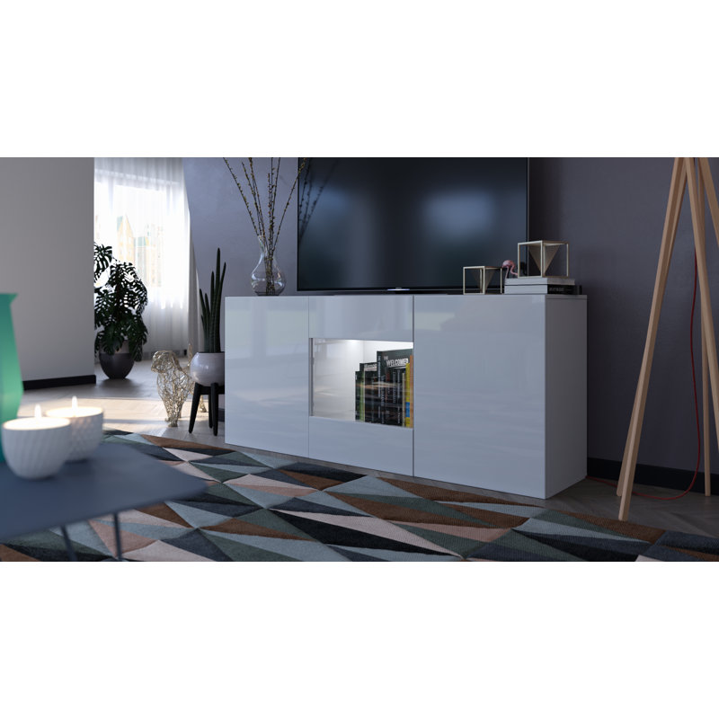 160cm Sideboard, White/White Gloss