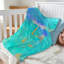 Jeté en flanelle orange, molleton ultra doux, turquoise et imprimé abstrait simple face-131474022