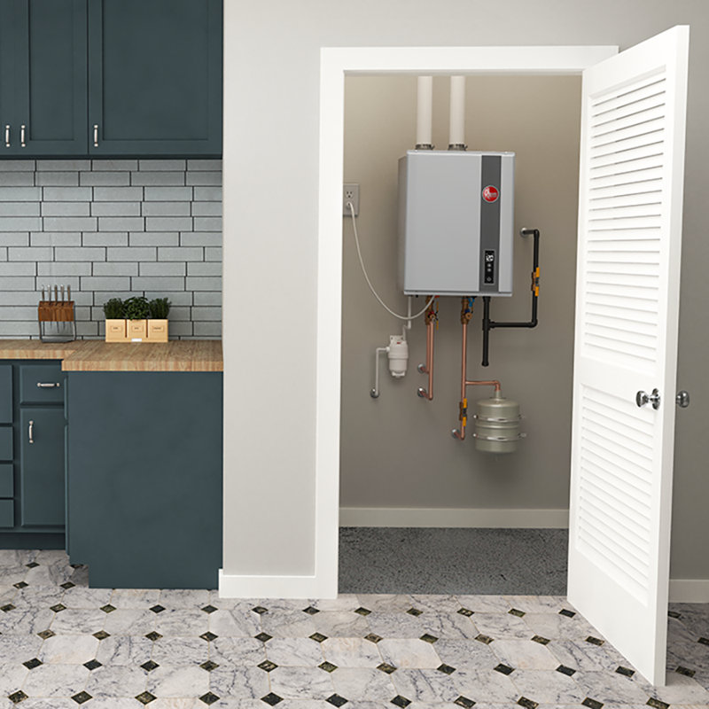 Rheem Super High Efficiency Condensing Indoor 6.8 GPM Tankless Gas Water Heater, Natural Gas