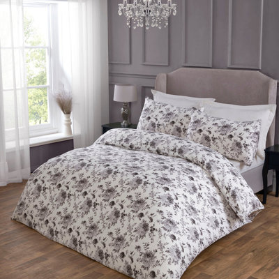 Verity Mono Grey 200 Thread Count 100% Cotton Duvet Set    