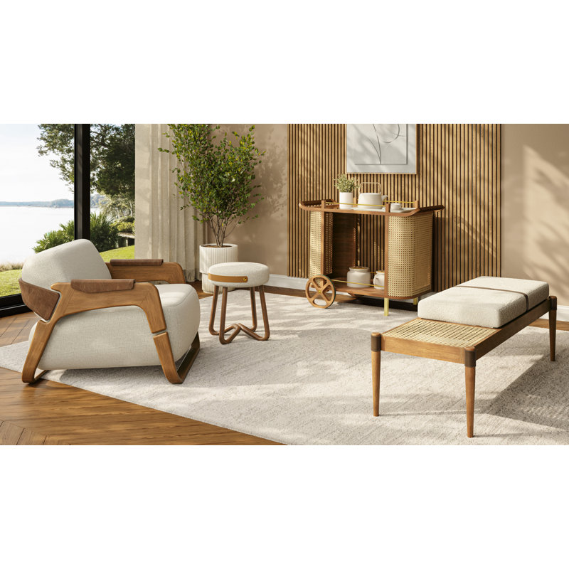 Loop Accent Stool, Noodles Natural/Nozes/Caramel