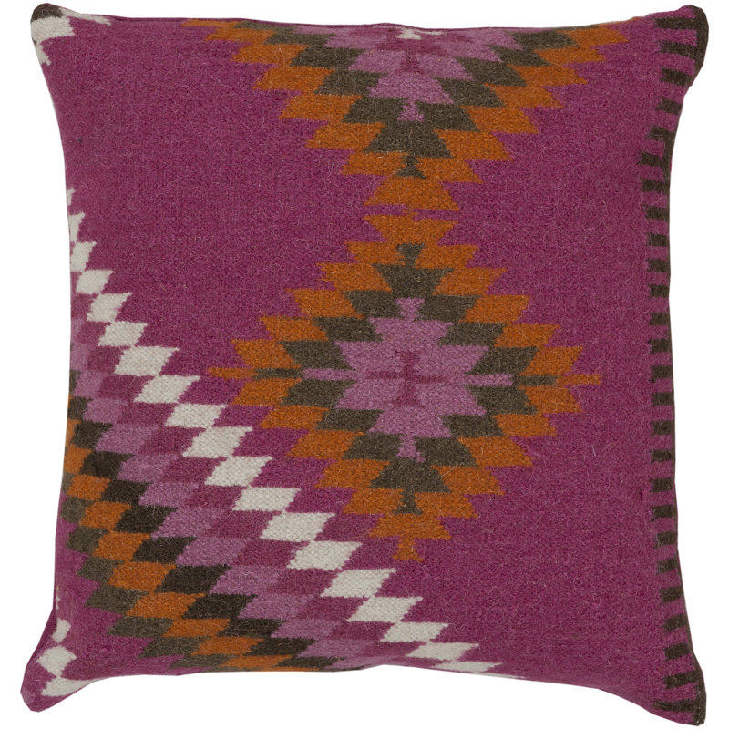 Coussin Elmira, H 22 po x l 22 po x P 4 po, Magenta, Polyester