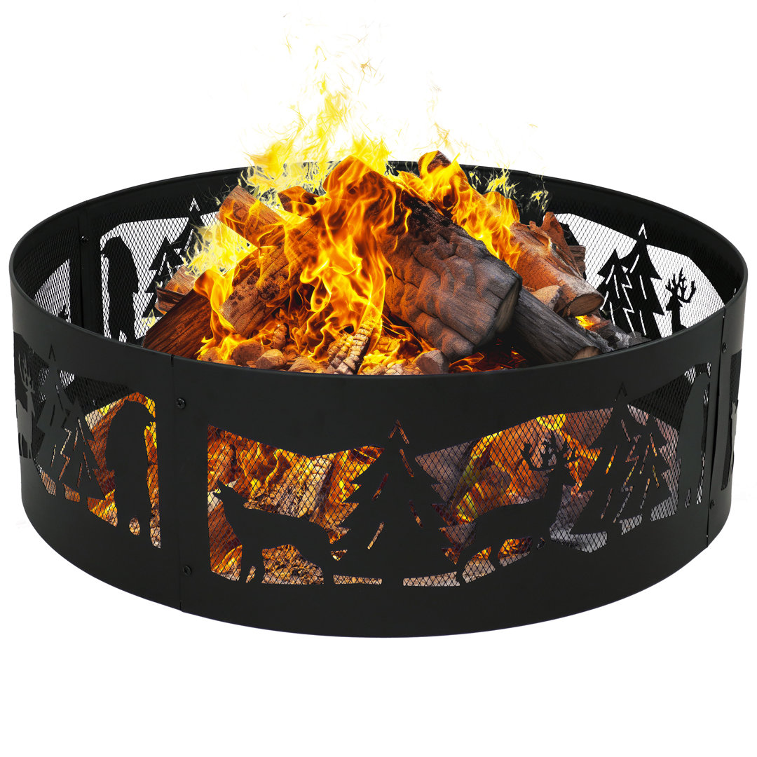 Chirata 12.25" H x 36" W Steel Wood-Burning Outdoor Fire Ring Millwood Pines
