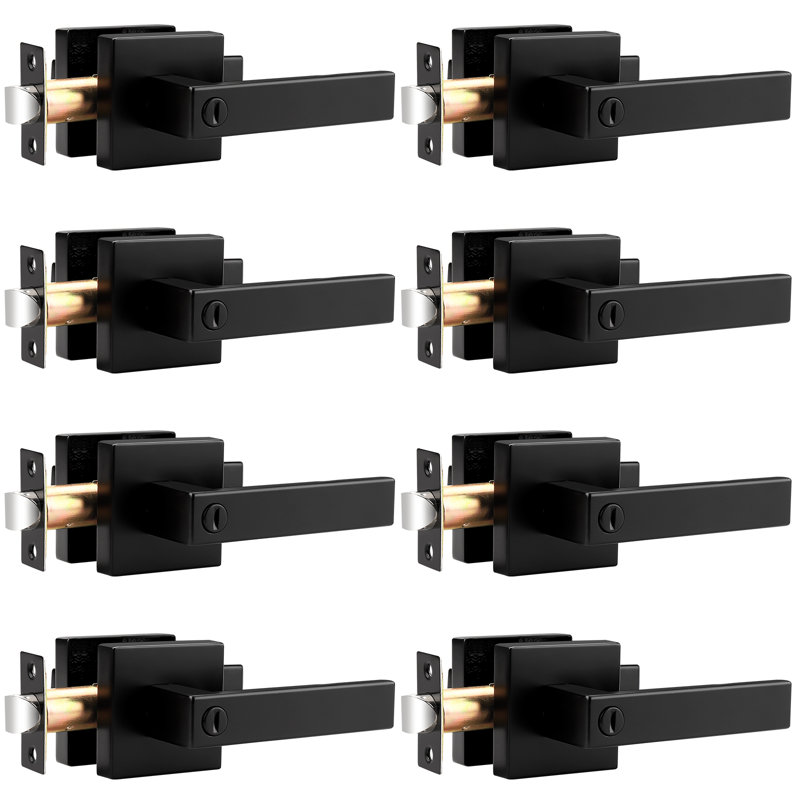 Serrure de porte robuste sans clé avec rosette carrée, Nickel brossé