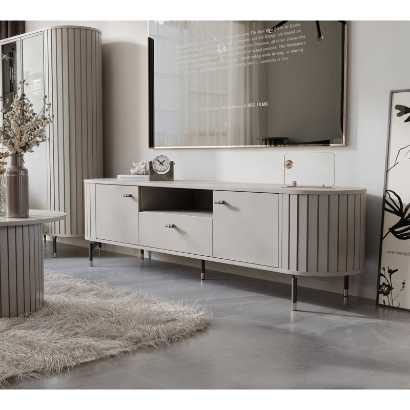Teijah Unfinished TV Stand for TVs up to 75", Beige