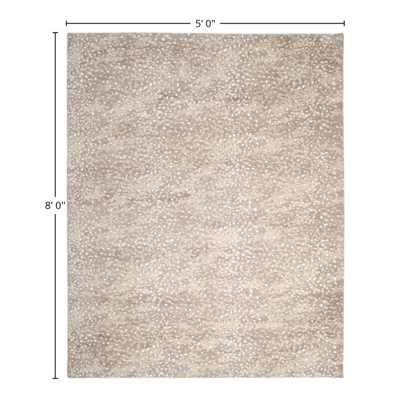 Arash Hand Knotted Tencel Geometric Area Rug in Brown/White/Gray, Rectangle 5' x 8'