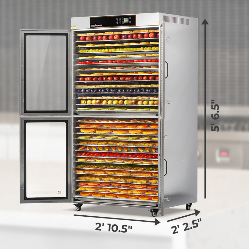 2 zones, 28 plateaux, surface de plateau de 130 pieds carrés, déshydrateur commercial de qualité supérieure