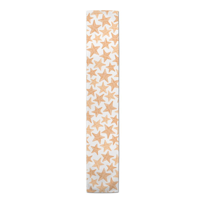 Cloutier Sketched Starfish Table Runner, Orange, 72" L x 16" W