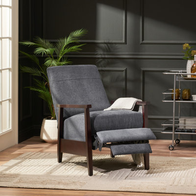  Fauteuil inclinable manuel manuel en bois de 24,75 po de largeur, fauteuil confortable pour le salon, gris anthracite