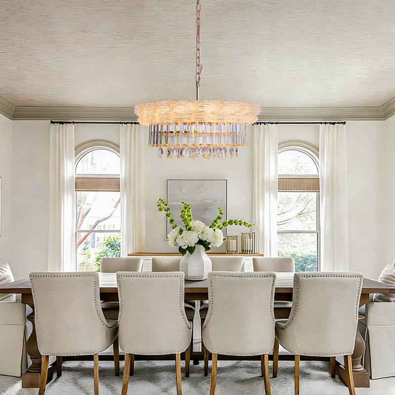 Lustre en cristal 24 po, plafonnier moderne