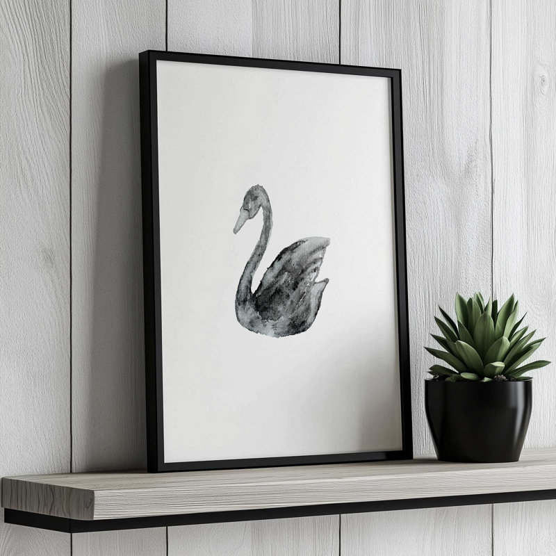Impression sur toile «Elegant Black White Swan» par Pink Water, H 48 po x l 36 po, Doré