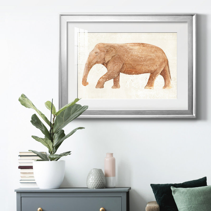 Éléphant sagesse II, reproduction encadrée de qualité supérieure - prête à être accrochée, Cadre argenté, Blanc