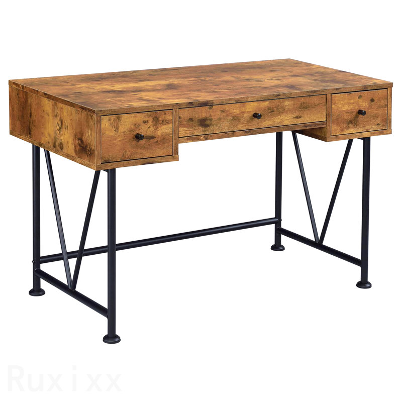 Bureau d'écriture, muscade antique et 3 tiroirs noirs