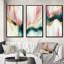 Ensemble d'art sur toile 3 pièces - Géode abstraite rose et marbre vert-897623171-897623170