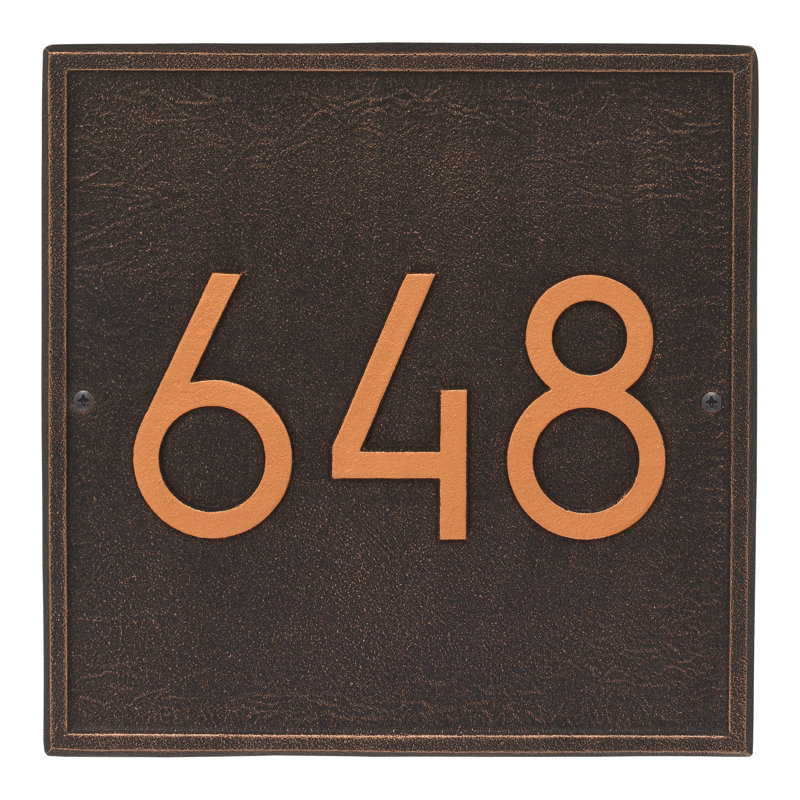 Plaque d'adresse murale 1 ligne personnalisée, Bronze huilé, Oui