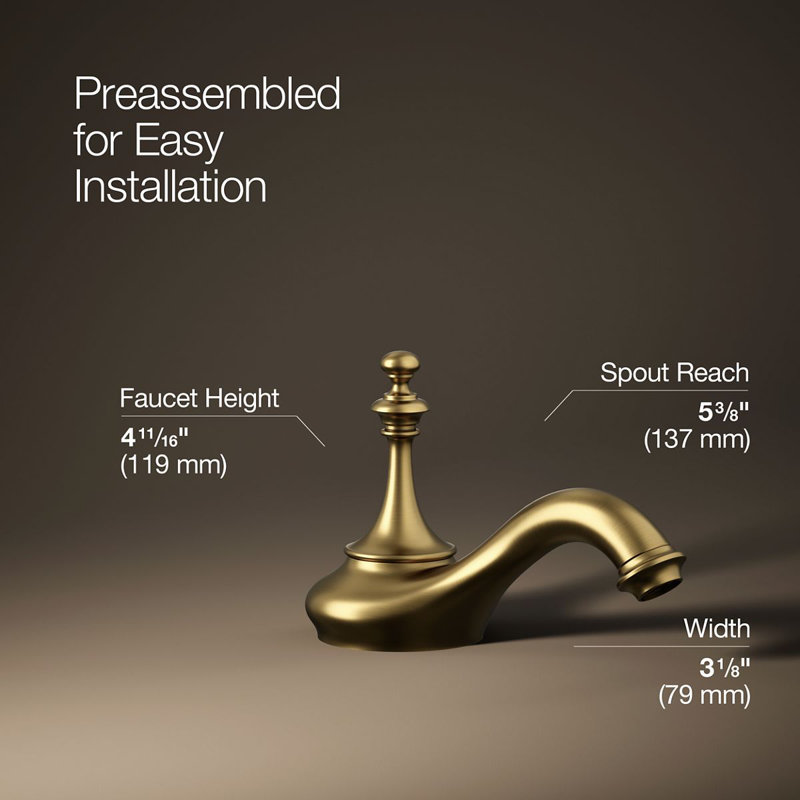 Artifacts Widespread Faucet Bathroom Sink with Drain Assembly, Vibrant Brushed Modern Brass