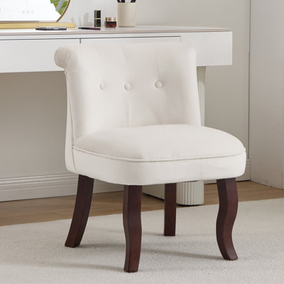 Armless Tufted Velvet Vanity Stool, Curved Leg Makeup Accent Chair for Bedroom