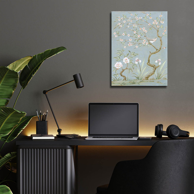 «Spring Mural 1 Blue» par Julia Purinton, art mural en verre acrylique, H 16 po x l 12 po x P 0,13 po