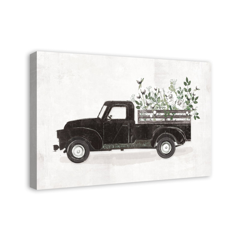 Camion fleur, reproduction sur toile, H 20 po x l 30 po x P 1,25 po