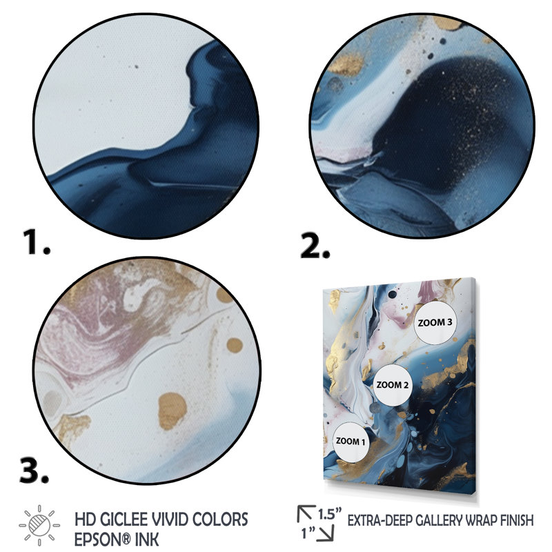 «Blue and White Enigmatic Stones II», reproduction sur toile abstraite en marbre, Cadre photo noir