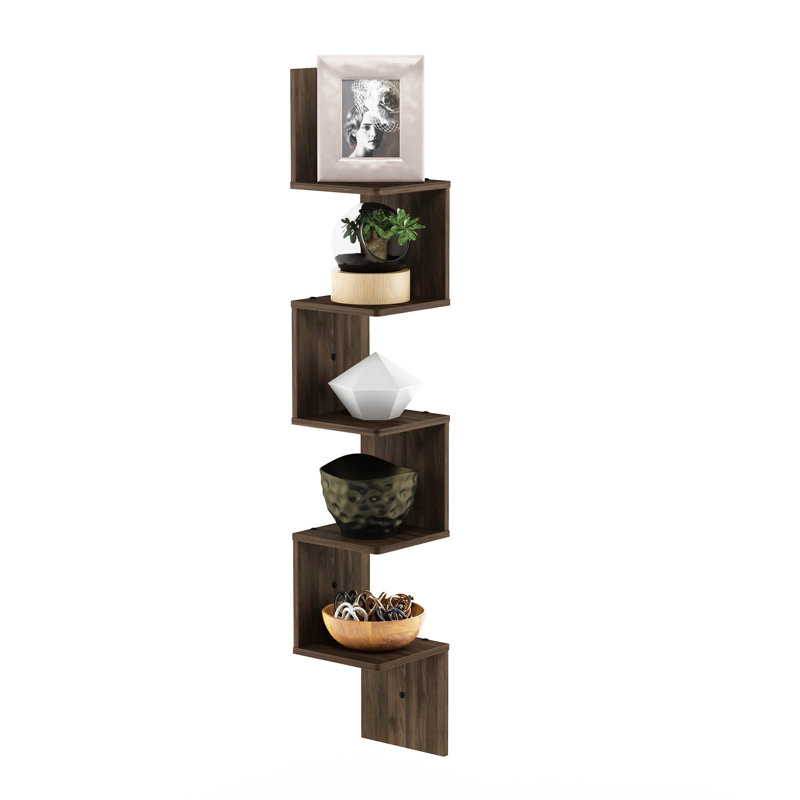 5 Piece Corner Shelf, Columbia Walnut