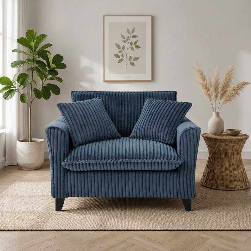 Fauteuil paresseux, fauteuil confortable pour une personne, avec dossier et coussin d'assise moelleux, avec accoudoirs des deux côtés, convenant au salon et à la chambre à coucher - Bleu