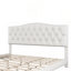 Lit plateforme tapissier avec tête de lit courbée et détails capitonnés Diamond, beige