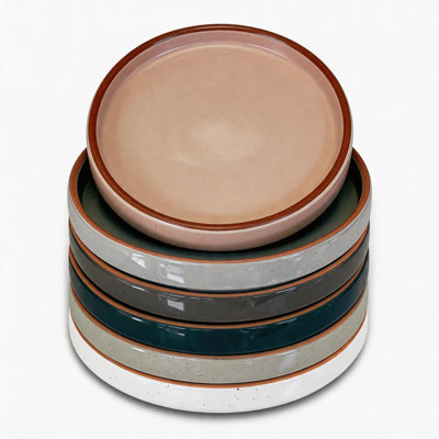 8 Inch Small Porcelain Flat Plates Set of 6, Multi-use Safe Kitchen Dining Plates