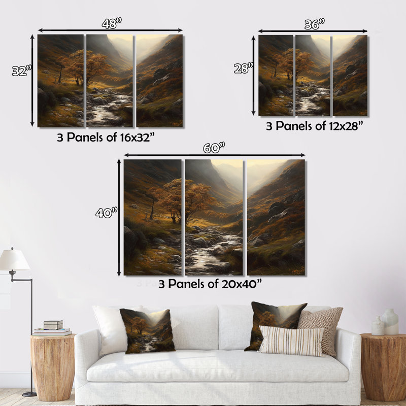 Tranquil Fields 3 pièces, H 28 po x l 36 po x P 1 po