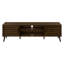 Meuble télé, 72 po, console, meuble multimédia, armoire de rangement, stratifié brun, métal noir, transitionnel