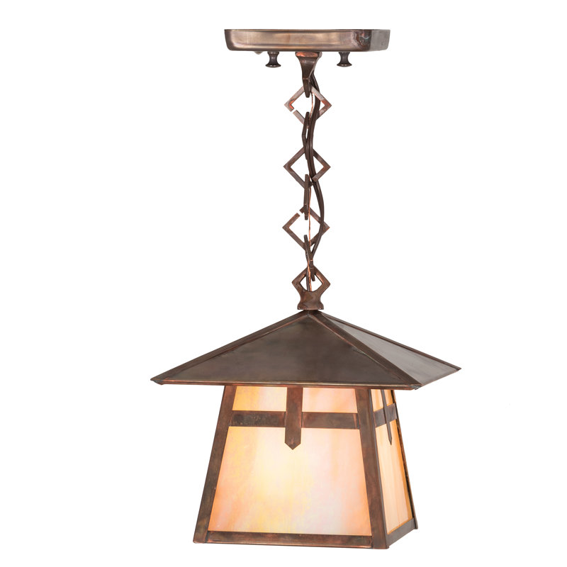 Luminaire suspendu géométrique 1 lumières lanterne, Beige irisé