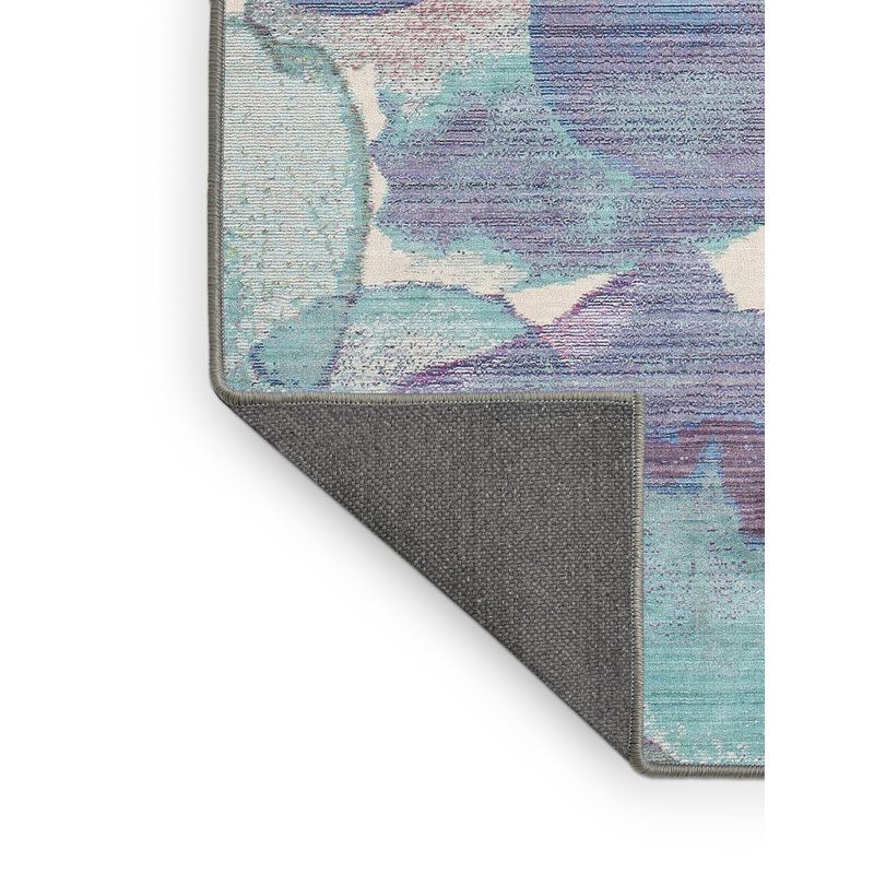Tapis bleu/vert contemporain, Rectangle 3 pi x 5 pi