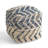 Alina Wool And Cotton Pouf, Natural And Blue
