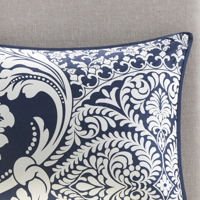 Édredon très grand Indigo - Ensemble de 7 coussins décoratifs complexes en coton avec motif moderne et P 15 po, Indigo