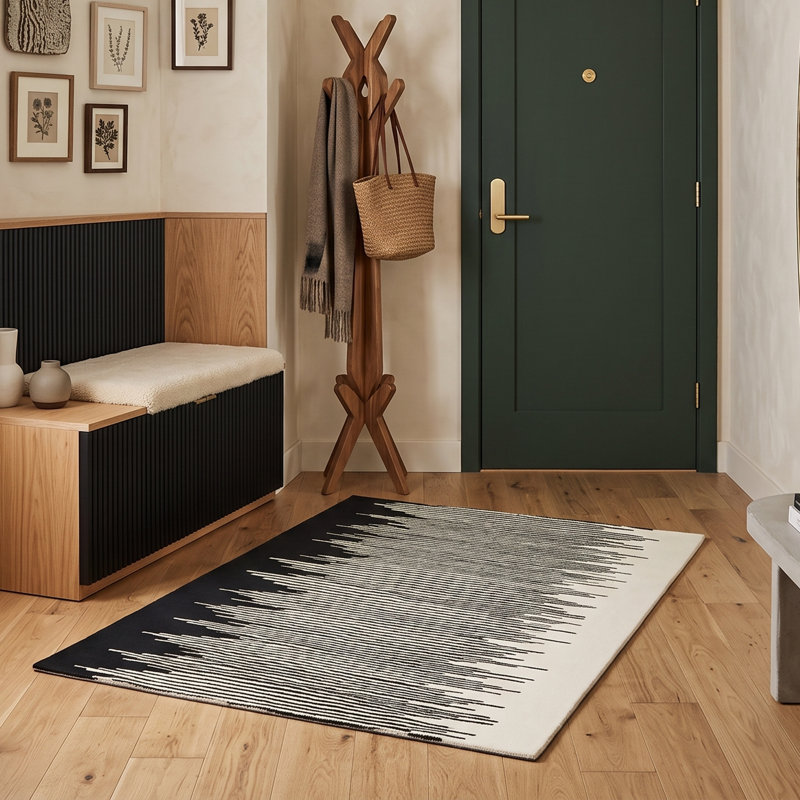 Tapis noir et ivoire Cadence