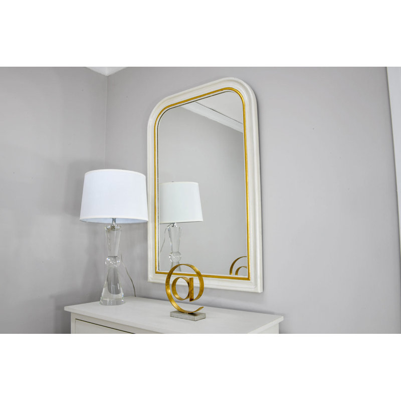 Tallulah Flat Wall Mirror, Antiqued White/Gold Leaf