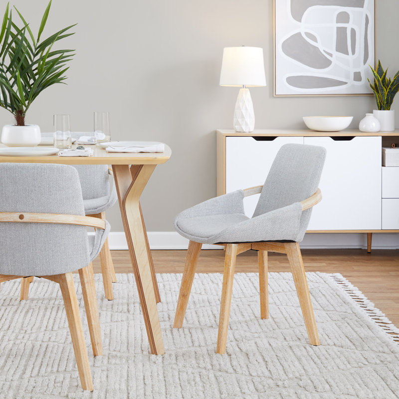 Whitacre 17'' H Upholstered Parsons Chair, Natural, Light Gray Noise