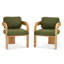 Ensemble de 2 chaises de salle à manger avec dossier coussiné, tissu bouclé, structure en bois massif de couleur naturelle-112335475-112335473