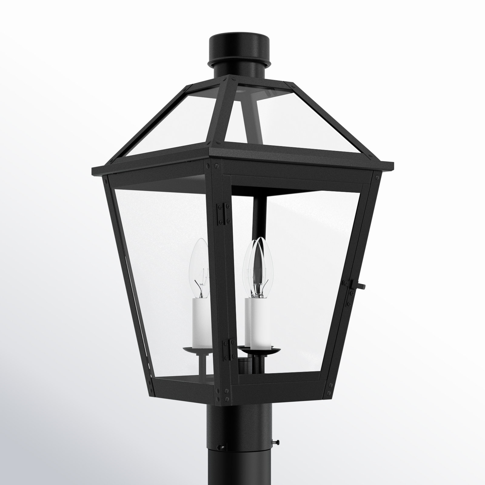 3-Light Composite Outdoor Lantern Head, Textured Black