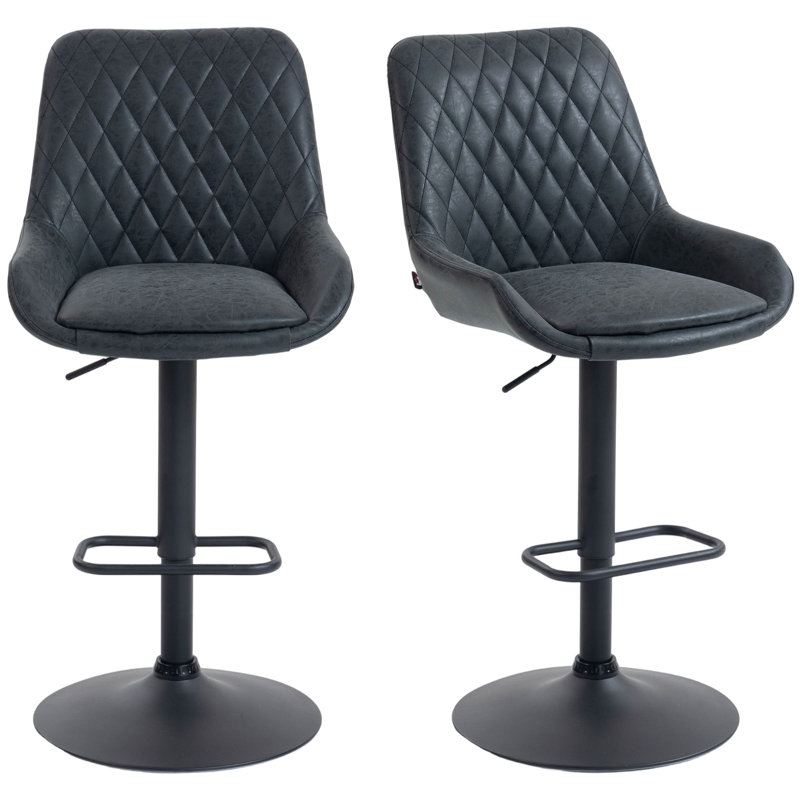 Upholstered Adjustable Height Counter Stool, Black